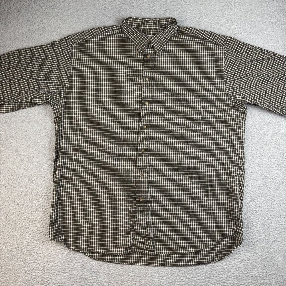 Eddie Bauer AKA Button Down Shirt Mens 2XL Checkered Long Sleeve Cotton Leisure - Picture 4 of 7